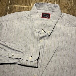 Untuckit Men's Striped Shirt Size Medium Blue Green Long Sleeve Button Down